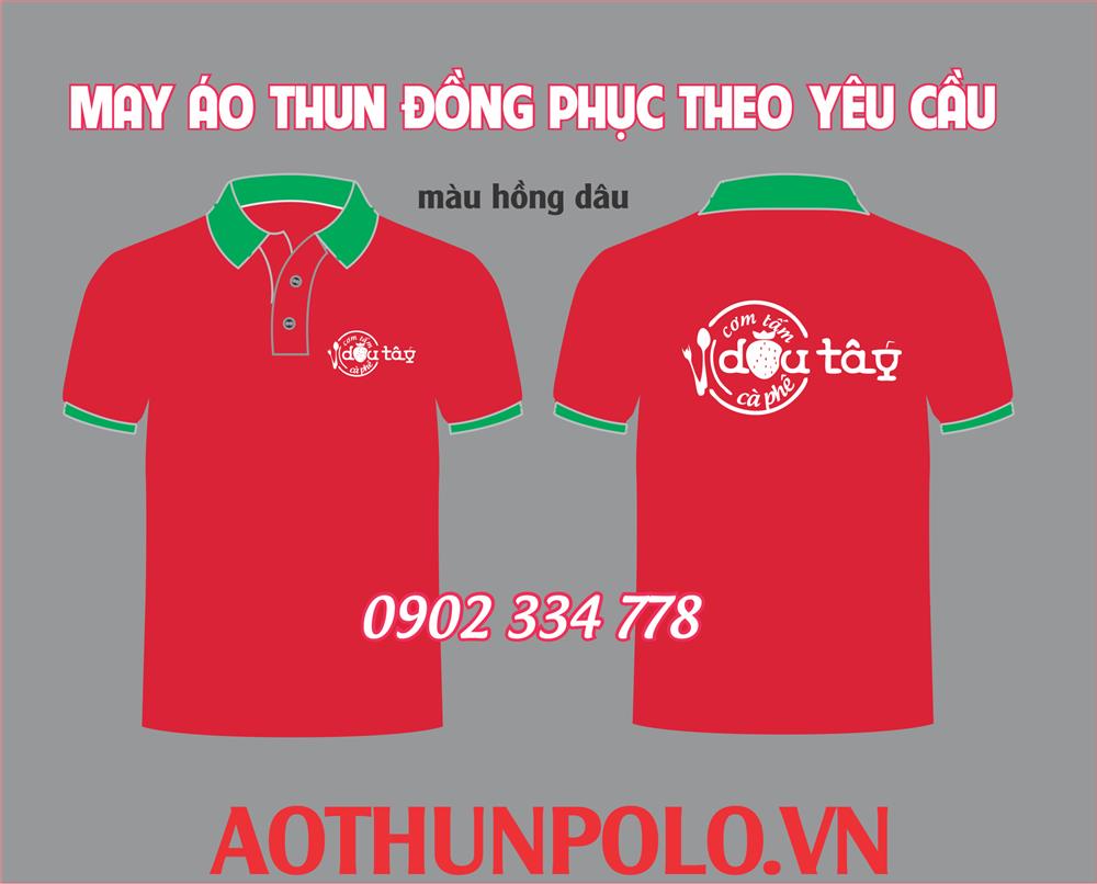 áo thun quán cơm tấm màu hồng dâu